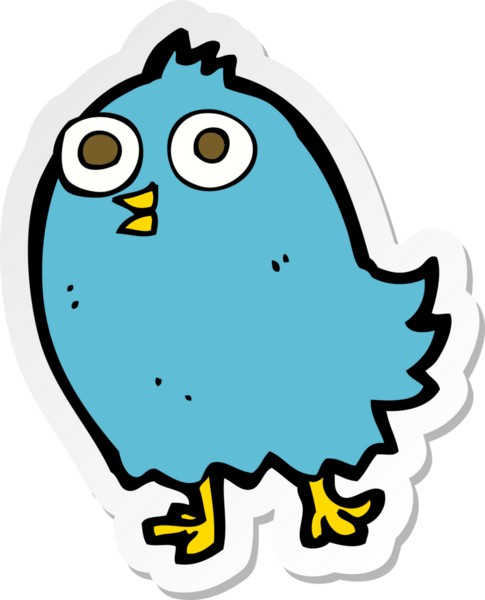 Bir insan tarafından çizilmiş mutlu bir kuşun çıkartması.