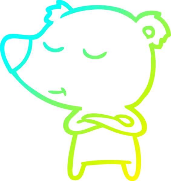 Bir insan tarafından çizilen mutlu çizgi film ayısının soğuk gradyan çizgisi.