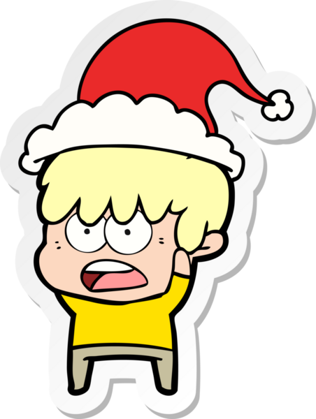 Bir insan tarafından çizilmiş Noel Baba şapkası takan bir çocuğun çizilmiş el yazısı.