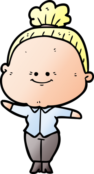 Bir insan tarafından çizilmiş mutlu yaşlı kadın çizgi filmi.