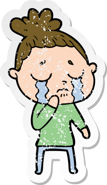 Bir insan tarafından çizilmiş, ağlayan bir karikatür çıkartması.