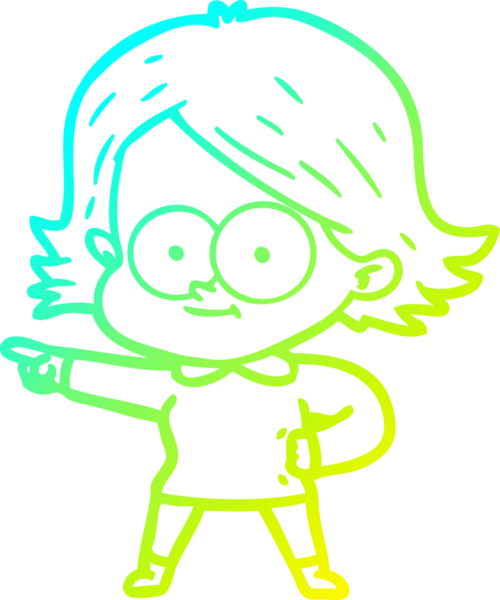 Bir insan tarafından çizilmiş mutlu çizgi film kızı çizimi.