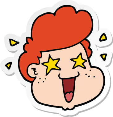 Bir insan tarafından çizilmiş bir çizgi film çocuğunun yüzü.