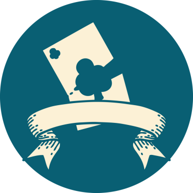 bir insan tarafından çizilmiş yırtık bir kartın pankartıyla dövme biçimi simgesi