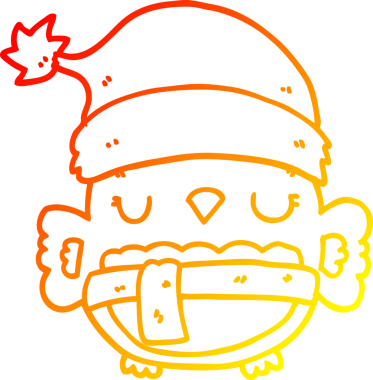 Bir insan tarafından çizilmiş şirin bir Noel baykuşunun sıcak gradyan çizimi