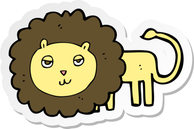 Bir insan tarafından çizilmiş karikatür aslanının çıkartması.