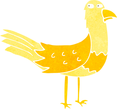 Bir insan tarafından çizilmiş çizgi film kuşu.