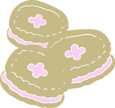 Bir insan tarafından çizilmiş bisküvilerin düz renk çizimi