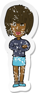 Bir insan tarafından çizilmiş kızgın bir karikatürün gerilimli çıkartması.