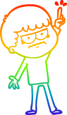 Gökkuşağı gradyan çizgi çizimi Bir insan tarafından çizilmiş rahatsız bir adam