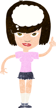 Bir insan tarafından çizilmiş bir fikri olan karikatür kadın.