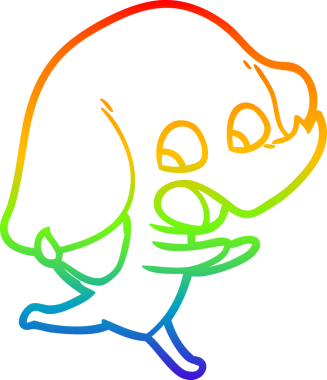 Gökkuşağı gradyan çizgisi bir insan tarafından çizilmiş şirin bir fil çizimi