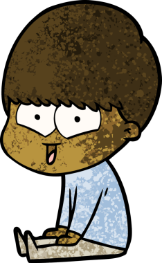 Bir insan tarafından çizilmiş mutlu çocuk çizgi filmi.