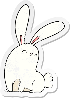 Bir insan tarafından çizilmiş şirin bir tavşanın sıkıntılı çıkartması.