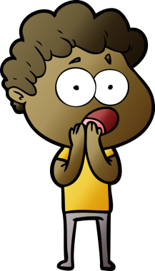 Bir insan tarafından çizilmiş bir karikatür adamı şaşkınlıkla nefes nefese kaldı.