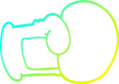 Bir insanın çizdiği çizgi film boks eldiveninin soğuk gradyan çizgisi.