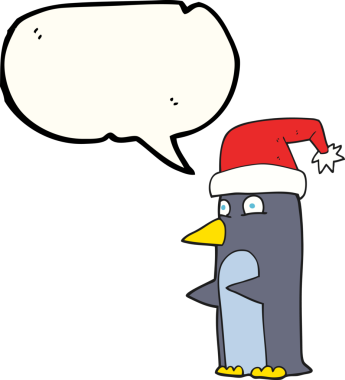 Bir insan tarafından çizilmiş serbest konuşma balonu karikatürü Noel pengueni