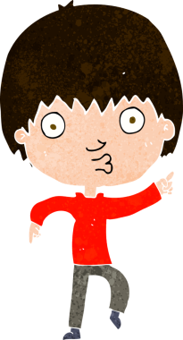 Bir insan tarafından çizilmiş çizgi film etkilenmiş çocuk.