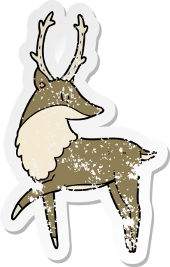 Bir insan tarafından çizilmiş karikatür geyiğinin sıkıntılı çıkartması.