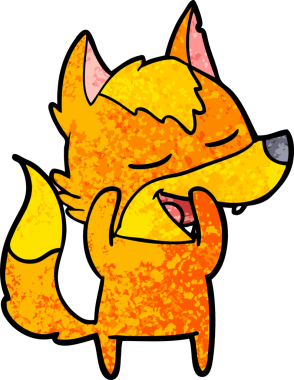 Bir insan tarafından çizilmiş tilki çizgi film karakteri