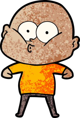 Bir insan tarafından çizilmiş kel bir adam.