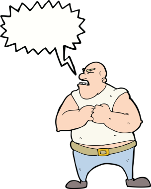 bir insan tarafından çizilmiş konuşma balonlu vahşi bir adam.