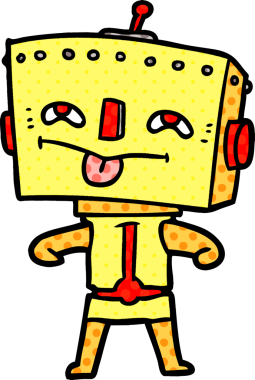 Bir insan tarafından çizilmiş çizgi film robotu