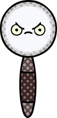 Bir insan tarafından çizilmiş bir büyüteçin çizgi roman tarzı karikatürü