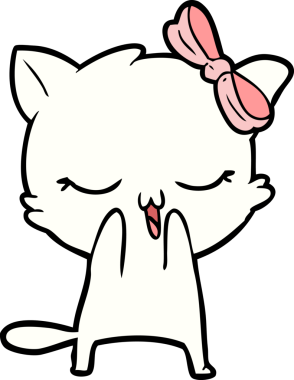 Bir insan tarafından çizilmiş kafasında yay olan çizgi film kedisi.