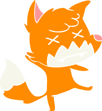 Bir insan tarafından çizilmiş düz renk çizgi film ölü tilki