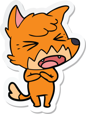 Bir insan tarafından çizilmiş kızgın bir tilkinin çıkartması.