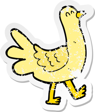 Bir insan tarafından çizilmiş yürüyen bir karikatürün gerilimli çıkartması.