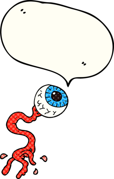 El yazısıyla çizilmiş çizgi roman konuşma balonu, bir insan tarafından çizilmiş iğrenç göz.