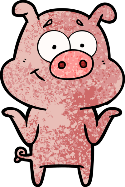 Bir insan tarafından çizilmiş mutlu çizgi film domuzu.