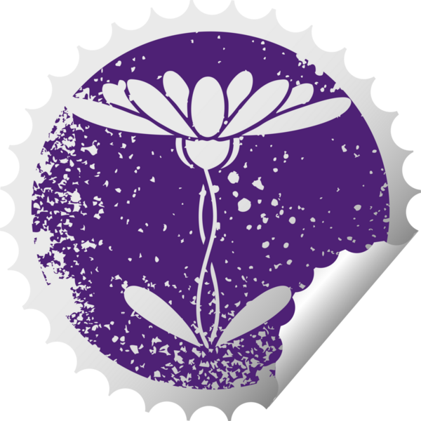 Bir insan tarafından çizilmiş çiçek desenli dairesel kabuk soyma etiketi.