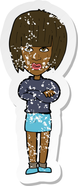 Bir insan tarafından çizilmiş kızgın bir karikatürün gerilimli çıkartması.