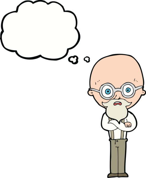 Bir insan tarafından çizilen düşünce baloncuğuyla yaşlı bir adamı sinirlendiren çizgi film.