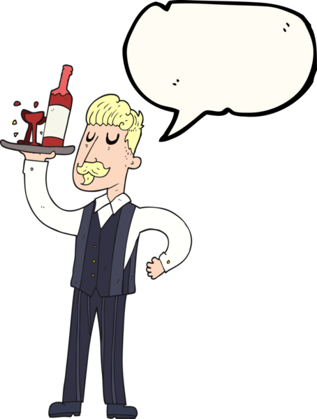 Bir insan tarafından çizilmiş serbest konuşma balonu çizgi film garsonu.