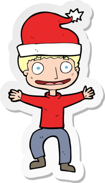 Bir insan tarafından çizilmiş Noel 'e hazır bir karikatürcünün çıkartması.