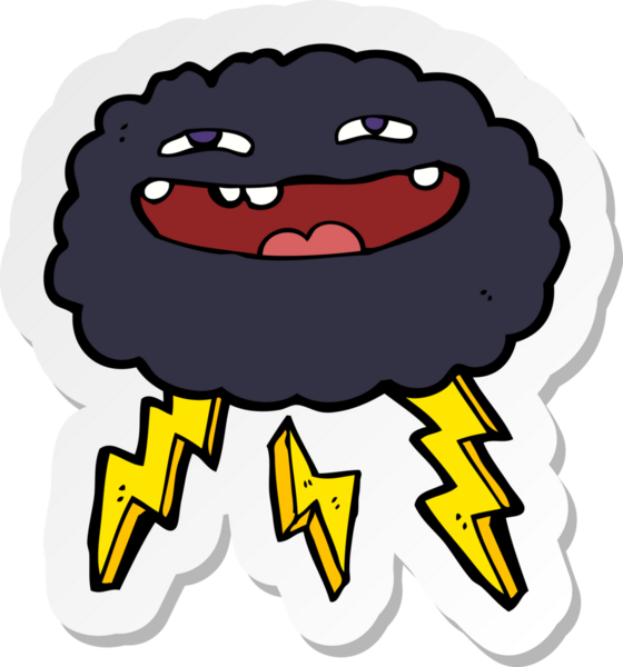 Bir insan tarafından çizilmiş mutlu bir karikatür bulutunun çıkartması.