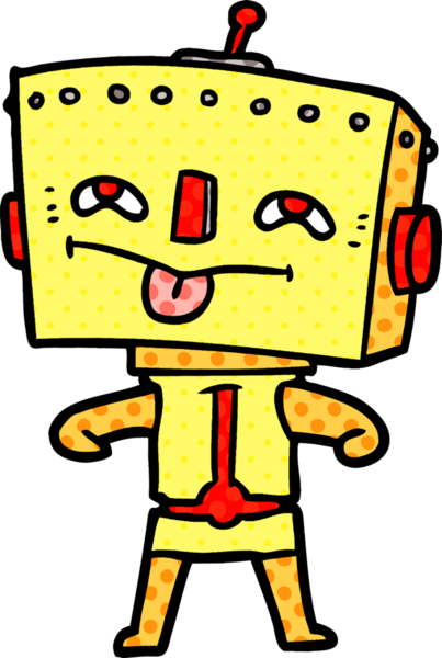 Bir insan tarafından çizilmiş çizgi film robotu