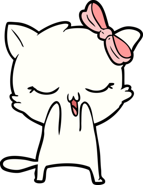 Bir insan tarafından çizilmiş kafasında yay olan çizgi film kedisi.