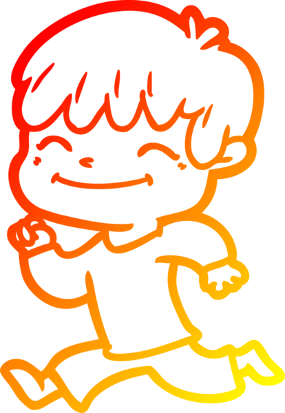 Bir insan tarafından çizilen mutlu bir çocuğun sıcak çizgi çizimi.