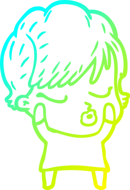 Bir insan tarafından çizilmiş gözleri olan bir karikatür kadın çizimi