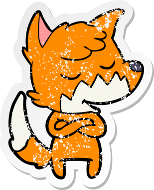 Bir insan tarafından çizilmiş dost canlısı bir tilkinin sıkıntılı çıkartması.