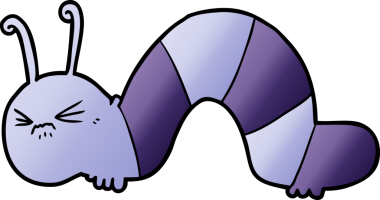 Bir insan tarafından çizilmiş kızgın tırtıl çizgi filmi.