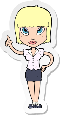 Bir insan tarafından çizilmiş güzel bir kız çizgi filminin çıkartması.