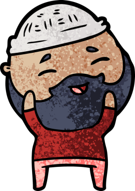 Bir insan tarafından çizilmiş mutlu sakallı bir adam.