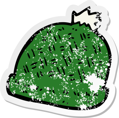 İnsan tarafından çizilmiş bir kış şapkasının gerilimli çıkartması.