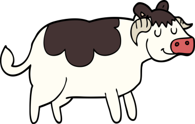 bir insan tarafından çizilmiş çizgi film ineği